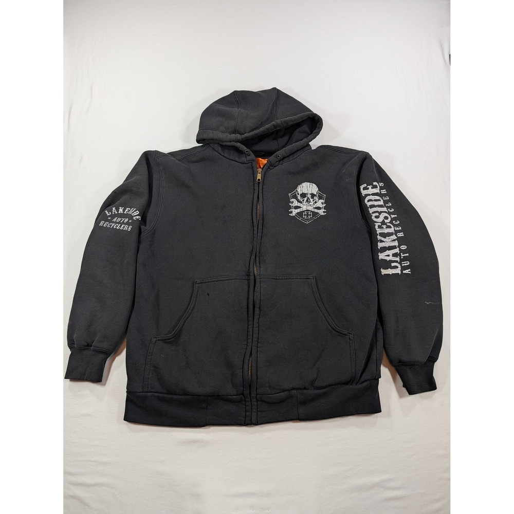 CornerStone Lakeside Auto Recyclers Skull Wrench Zip Hoodie Black Mens Large